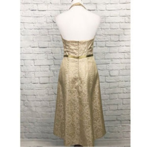 David’s Bridal Brocade Halter Dress Size 6 - Picture 3 of 7